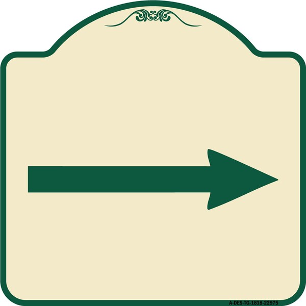 Designer Series Right Arrow, Tan & Green Heavy-Gauge Aluminum Sign, 18" x 18", TG-1818-22975